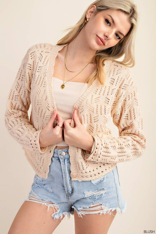 COTTON THREAD CROCHET CARDIGAN