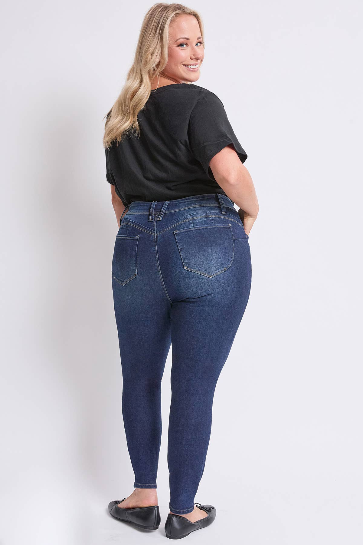 Plus High Rise Curve Confidence WBB Skinny: Blue