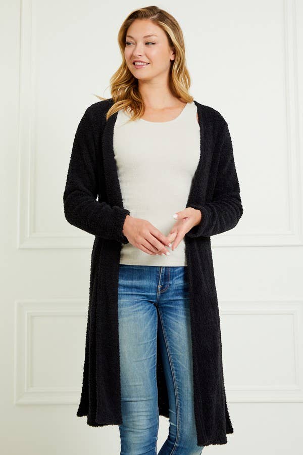 BLACK FUZZY  CARDIGAN