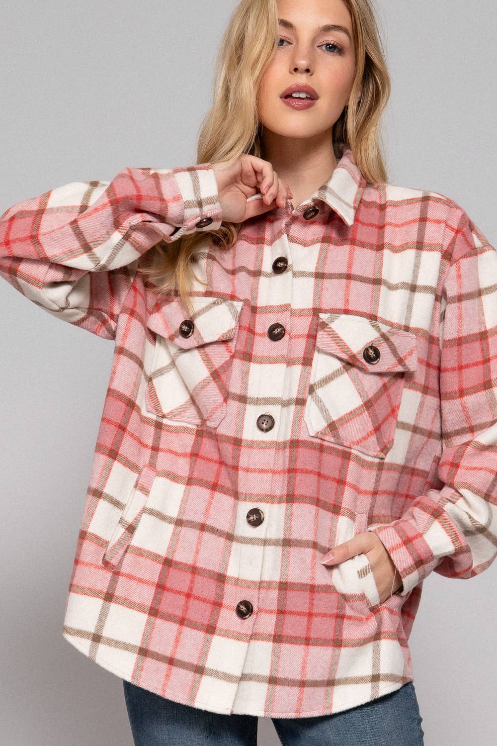 PINK PLAID SHACKET