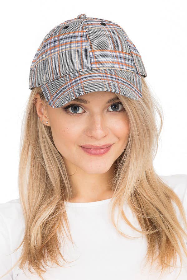 GRAY PLAID CAP