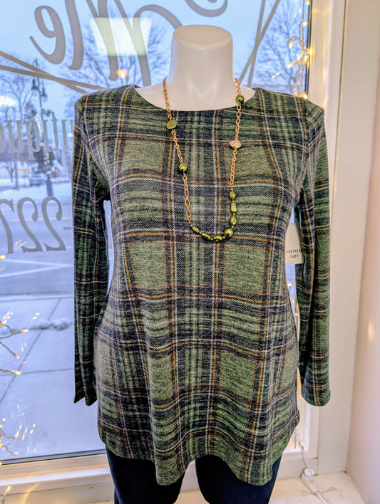 MEDIUM PINE PLAID LONG SLEEVE TUNIC