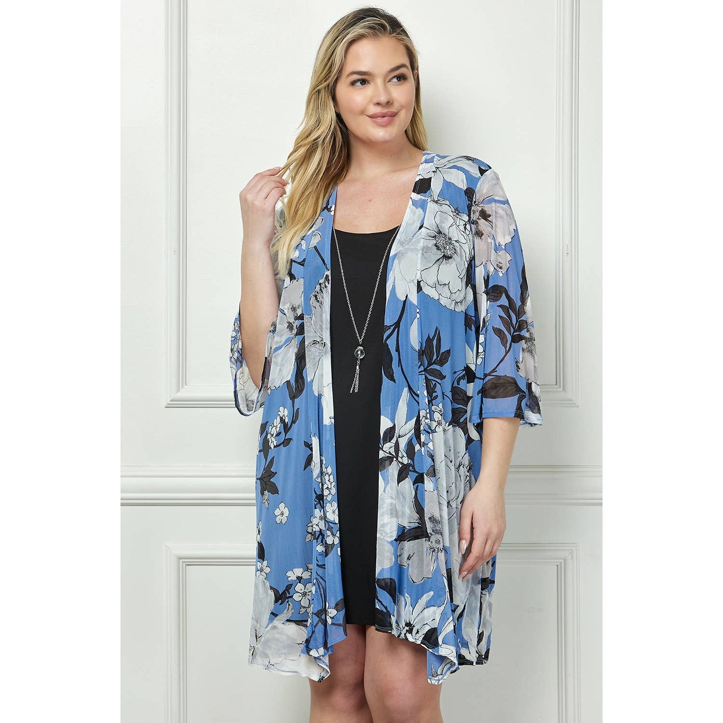 PLUS SIZE 2PC BELL SLEEVE CARDIGAN & DRESS SET: PGRAI