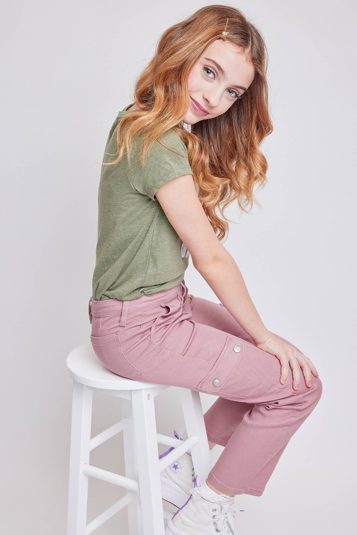 GIRLS MAUVE CARGO PANT