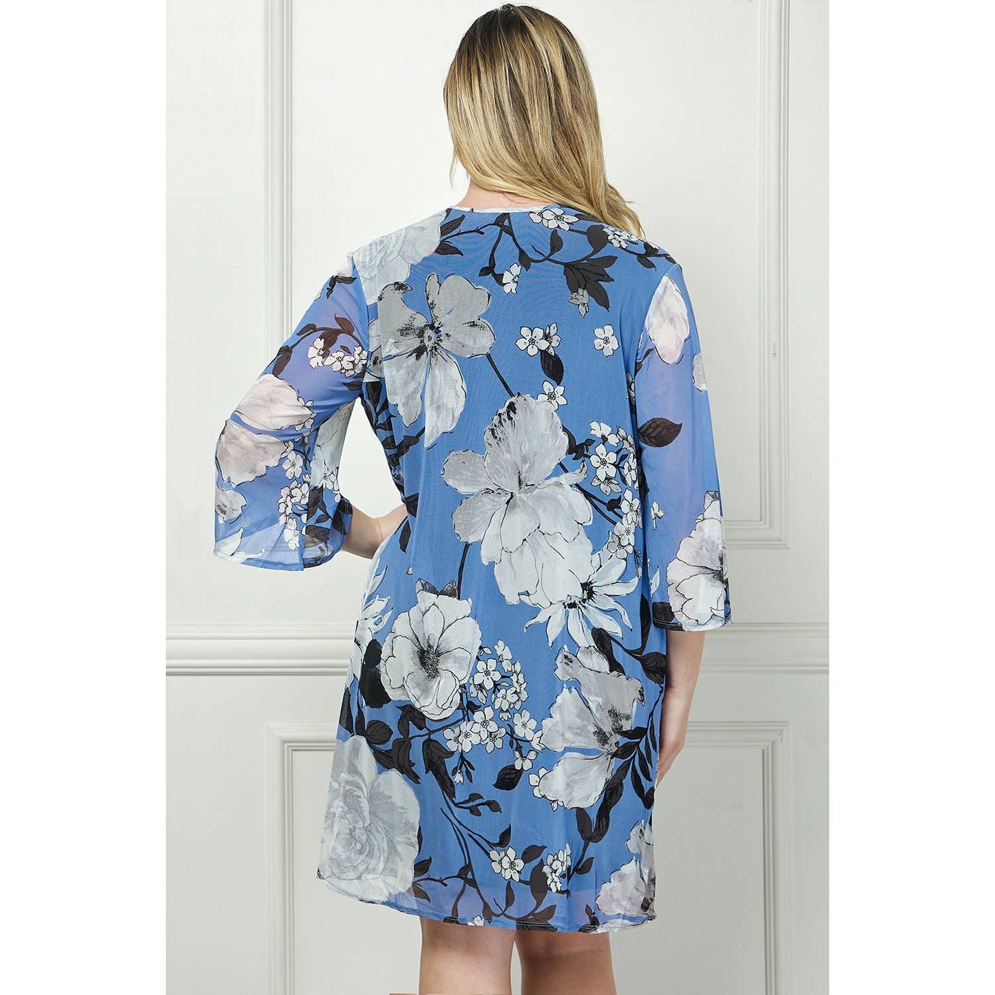 PLUS SIZE 2PC BELL SLEEVE CARDIGAN & DRESS SET: PGRAI
