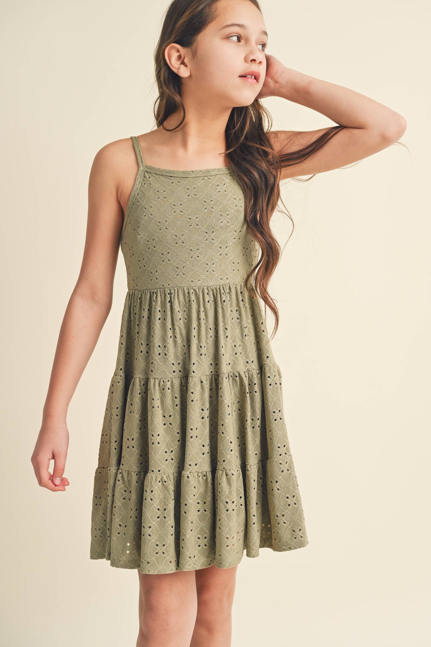 OLIVE  EYELET DRESS