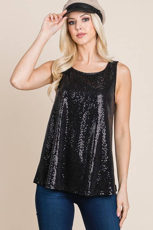 BLACK SEQUIN TANK