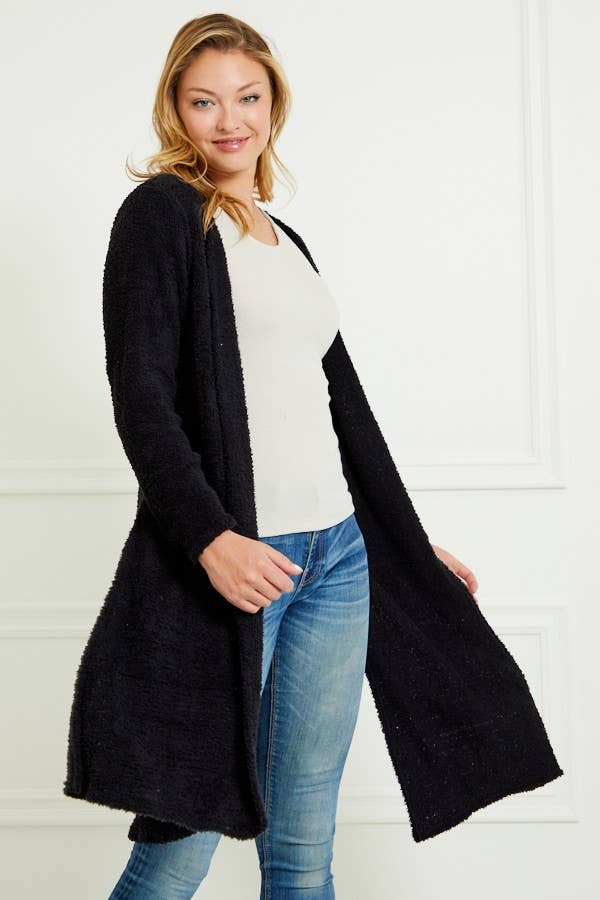 BLACK FUZZY  CARDIGAN