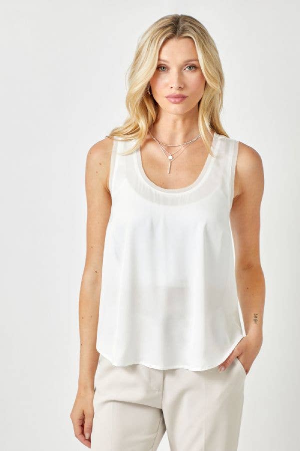 WHITE SATIN TANK