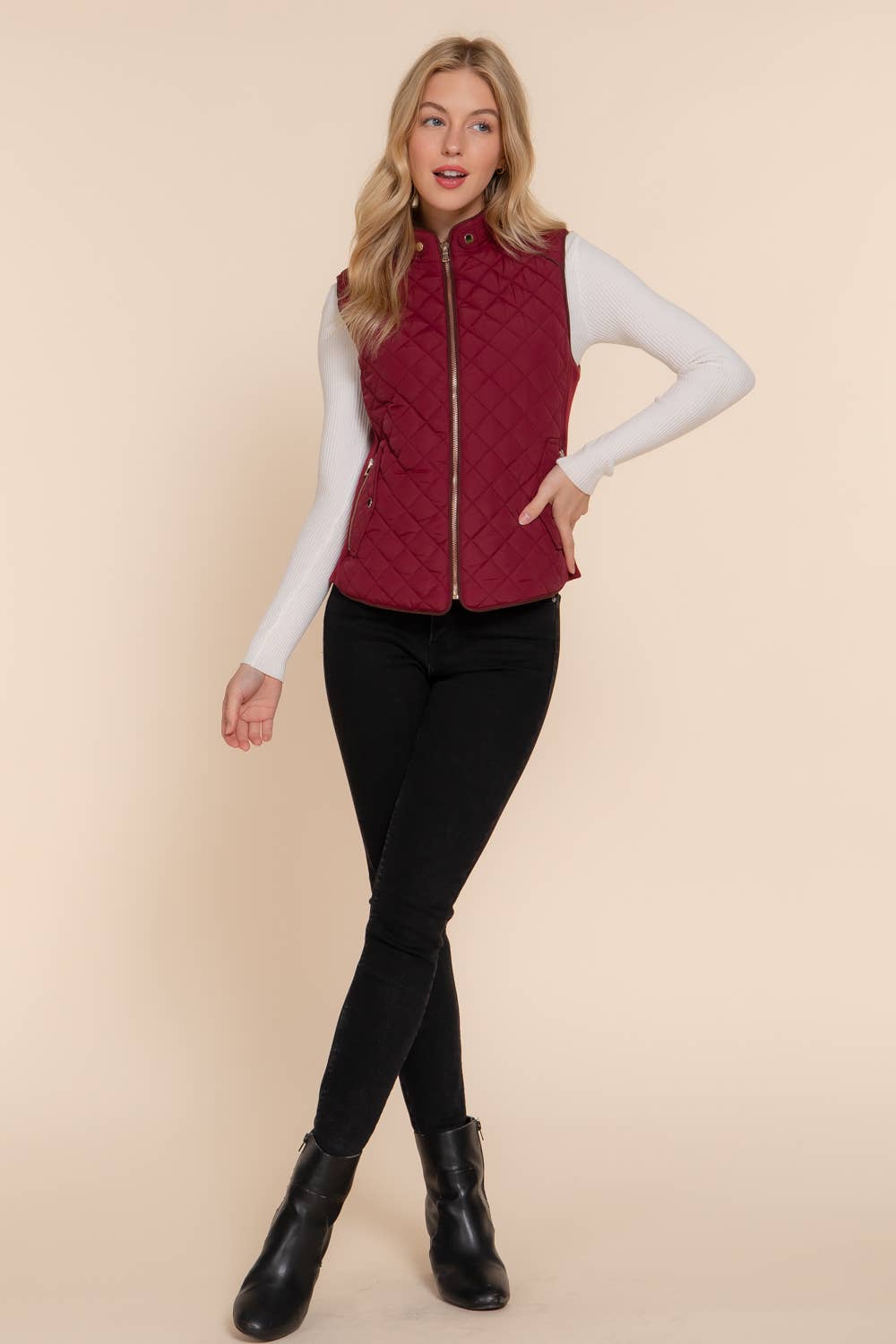 WINE QUILTED VEST