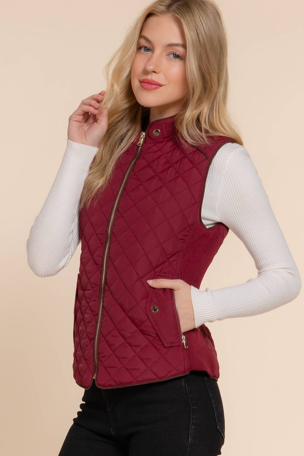 WINE QUILTED VEST