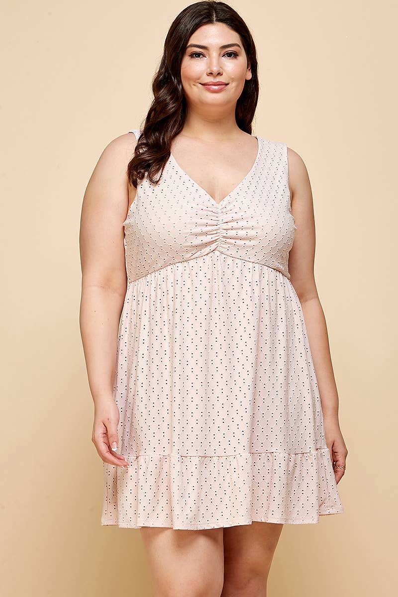 PLUS BLUSH SLEEVELESS EYELET TANK DRESS