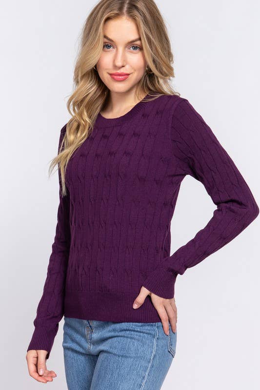 PLUM CABLE KNIT