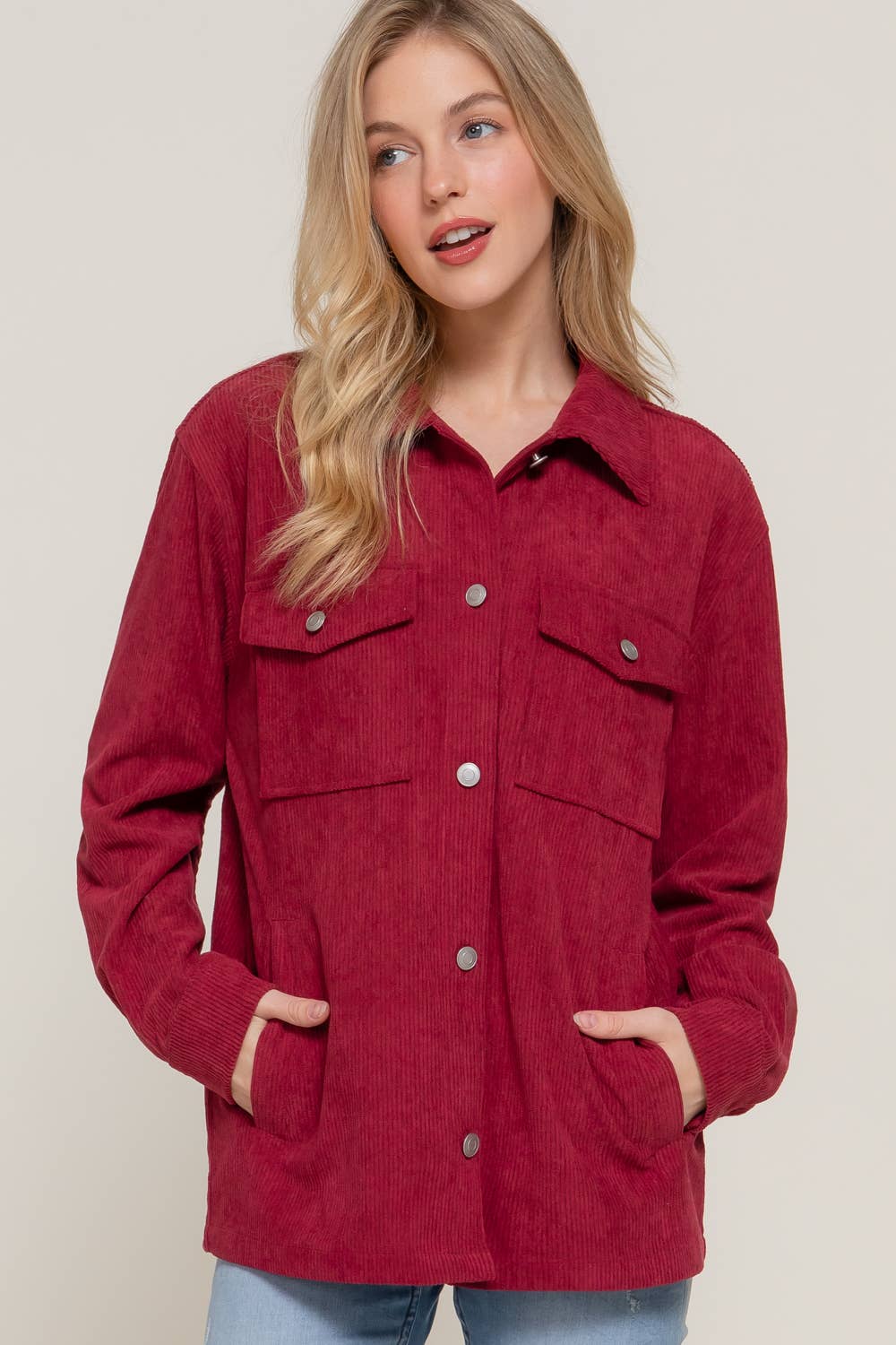 BURGANDY CORDUROY SHACKET