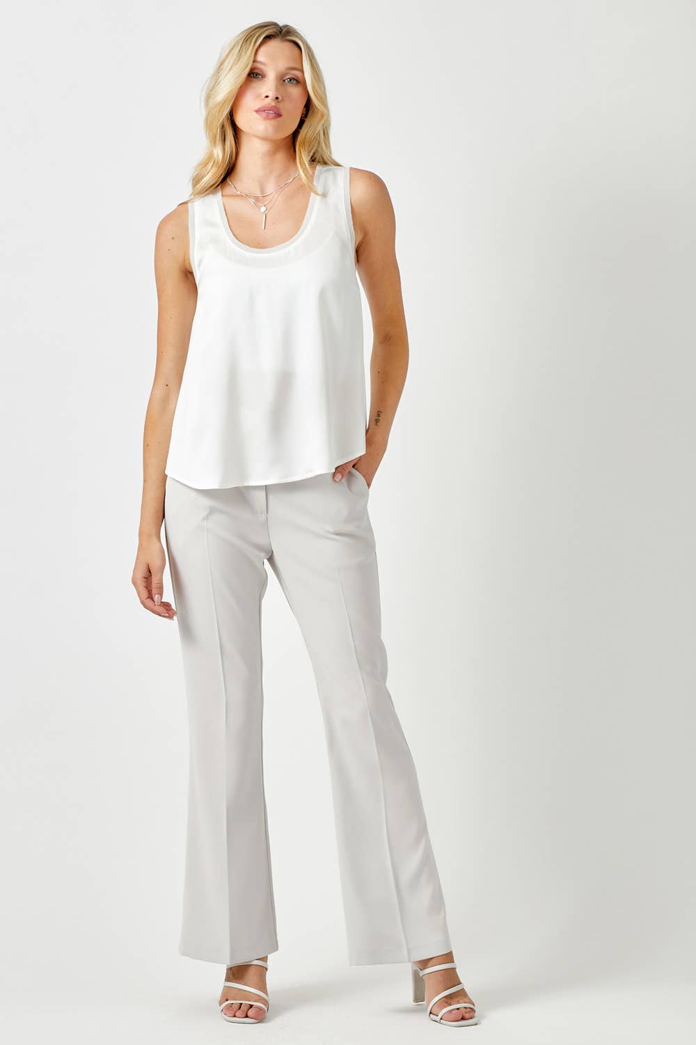 WHITE SATIN TANK