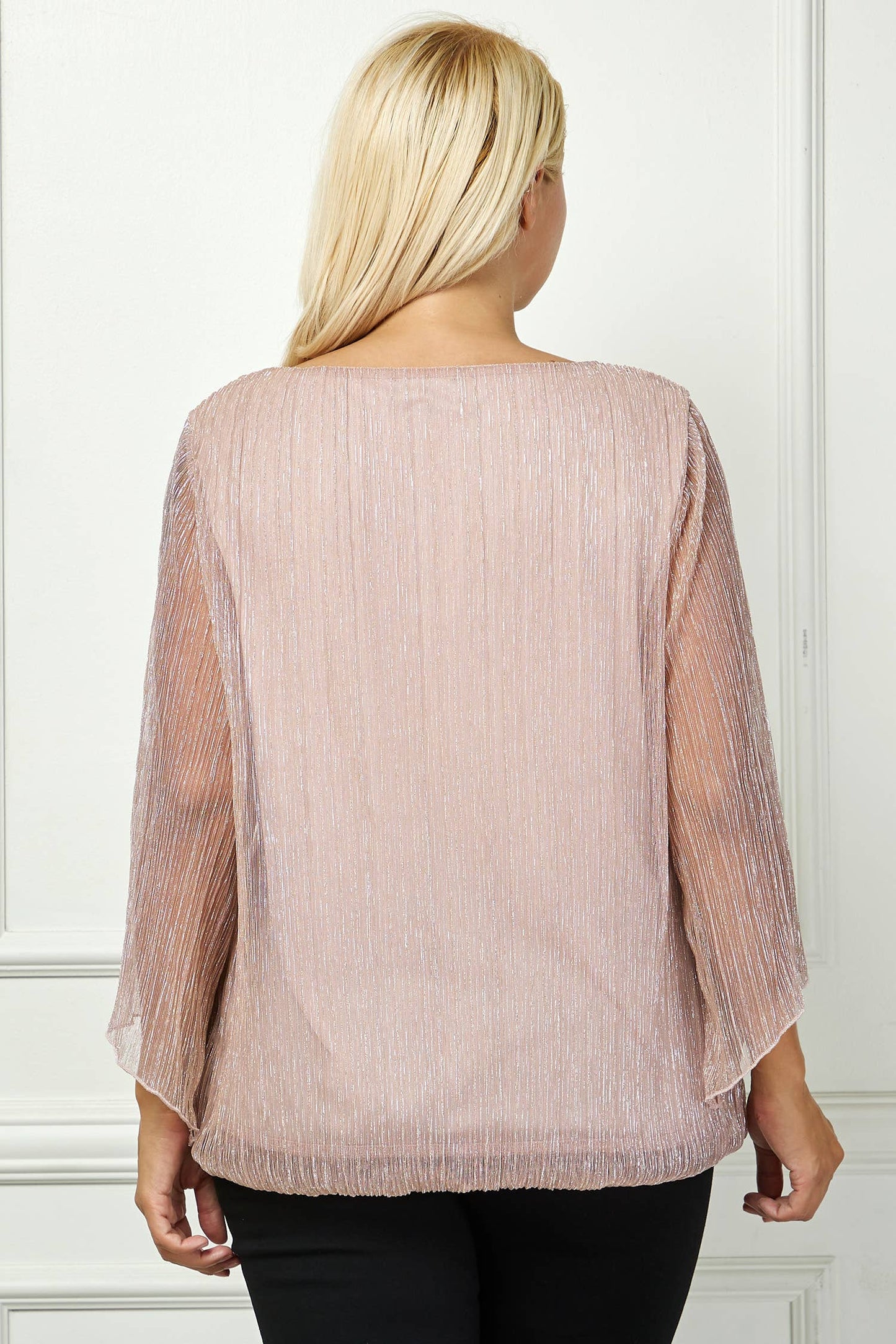 PLUS CHAMPAGNE SHIMMER 3/4 SLEEVE BLOUSE