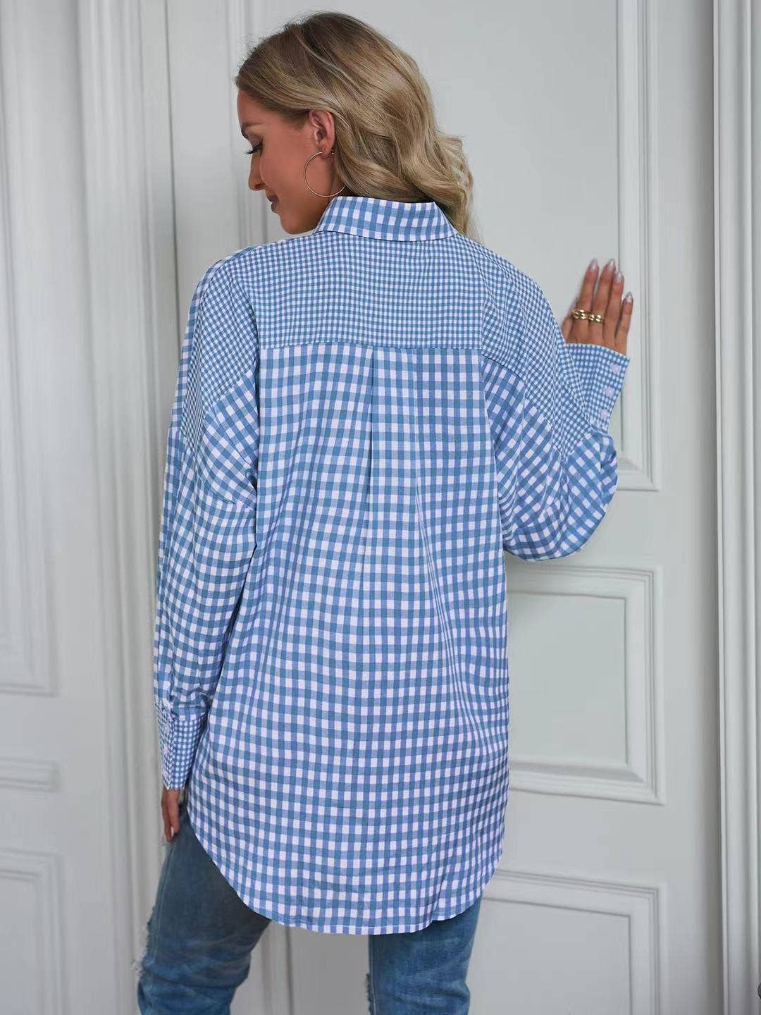 BROWN PLAID  BUTTON DOWN LONG SLEEVED