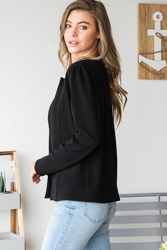BLACK NO LAPEL BLAZER MISSY & PLUS