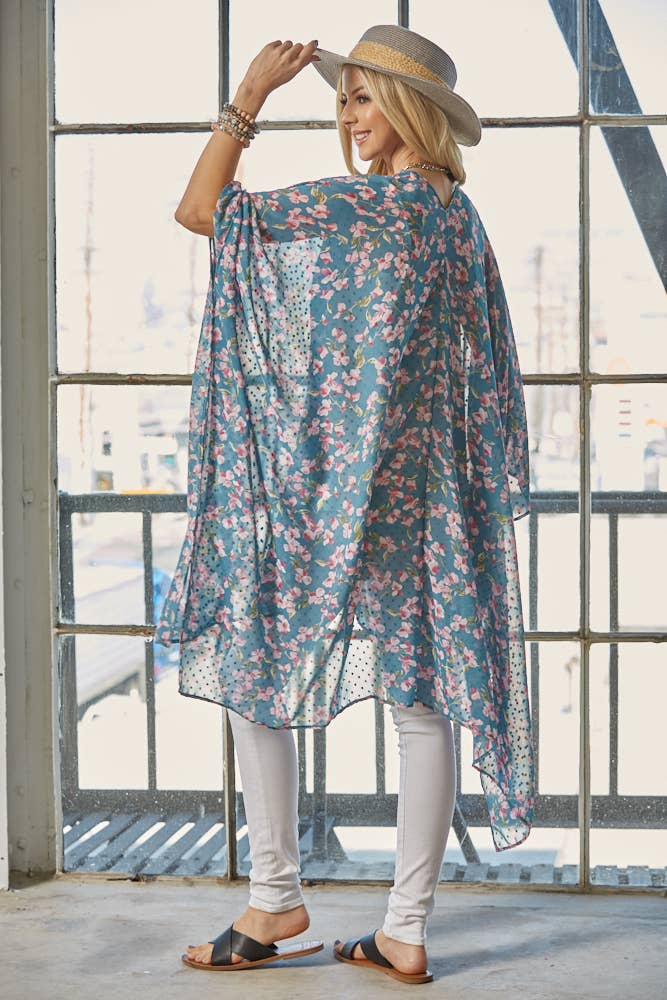 Chiffon Floral Print Kimono