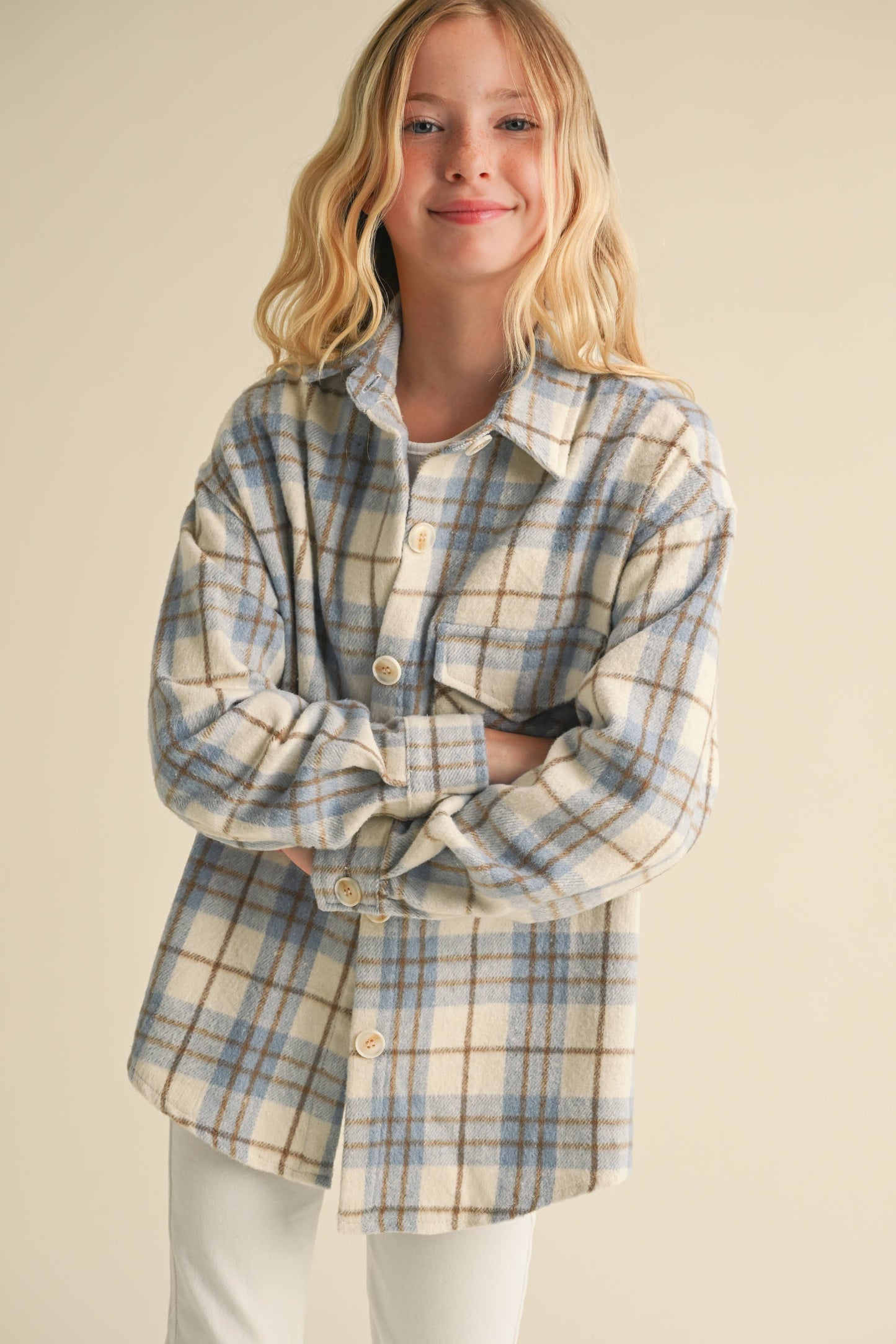 BLUE/IVORY PLAID