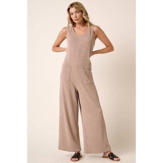 TAUPE URBAN RIB KNIT JUMPSUIT