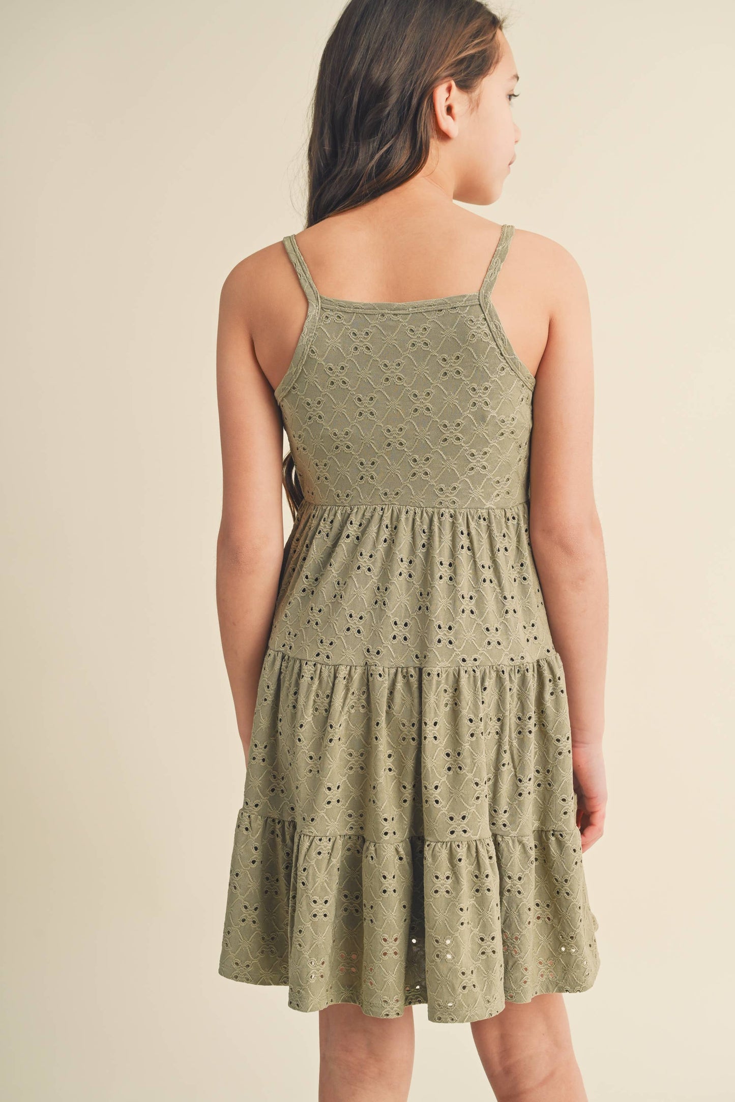 OLIVE  EYELET DRESS