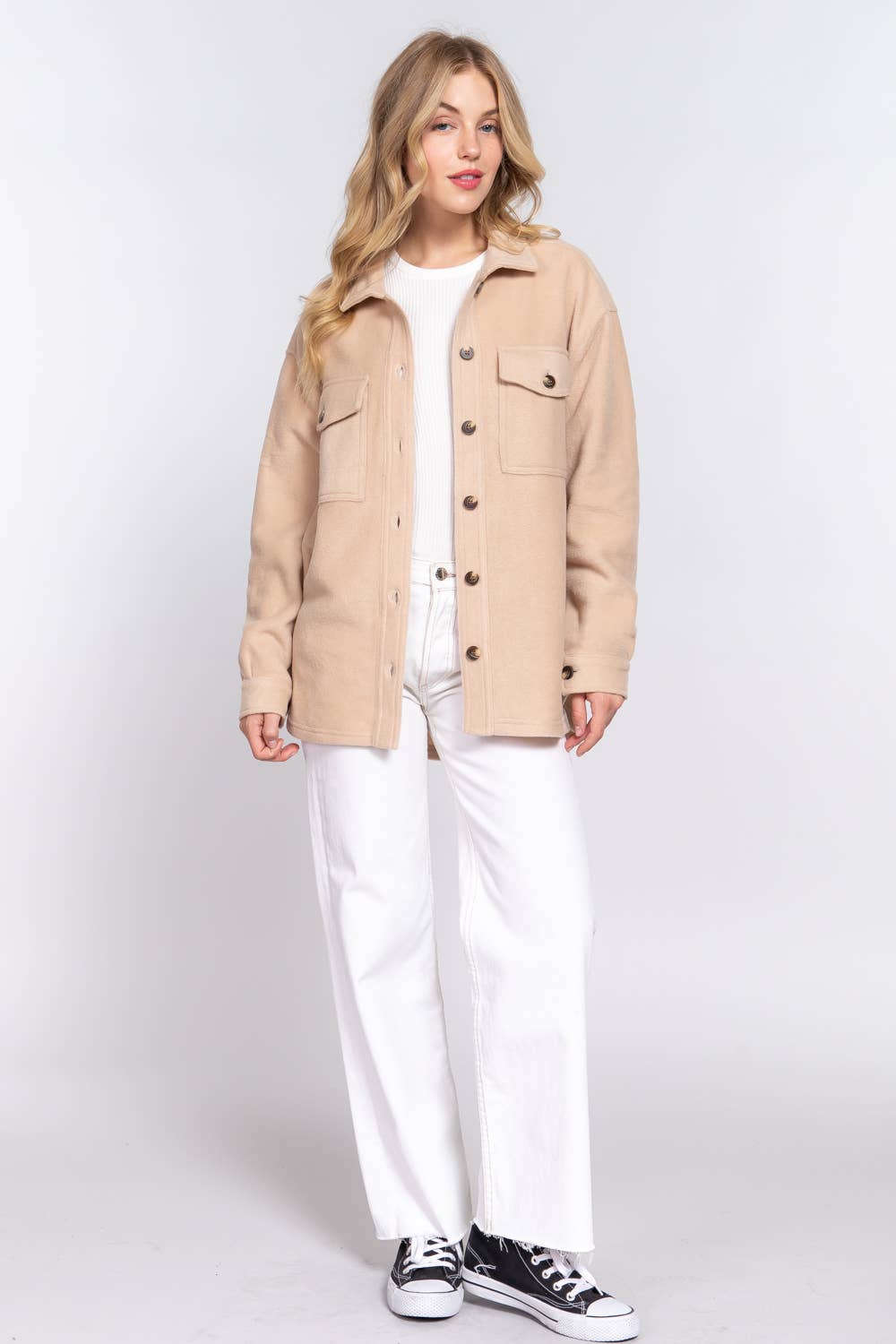 TAN FLEECE SHACKET