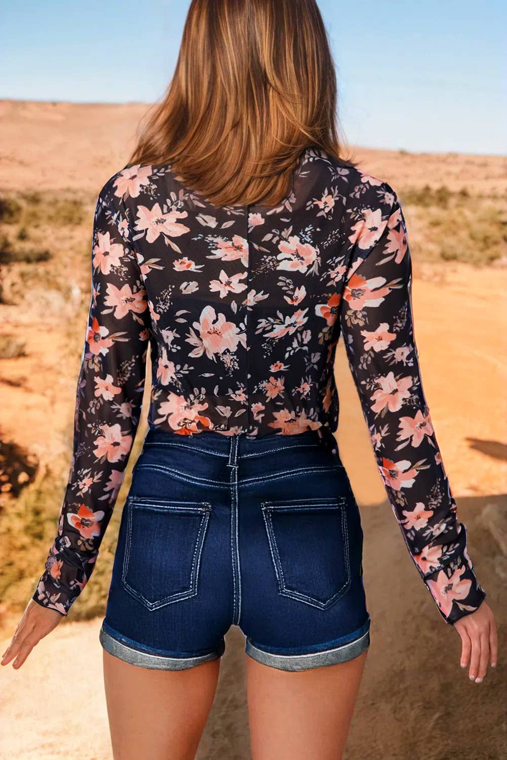 FLORAL LONG SLEEVE MESH