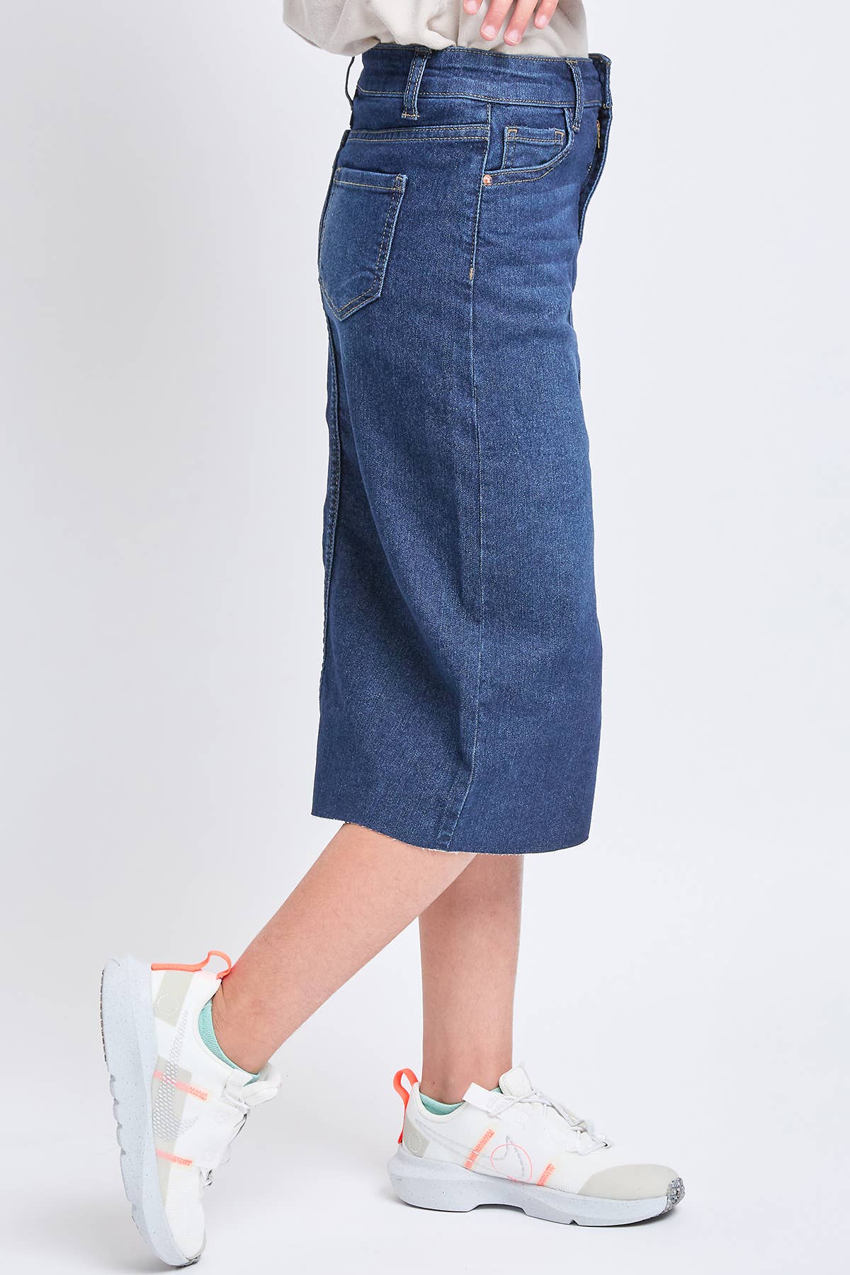 GIRLS DARK DENIM FRONT SLIT SKIRT