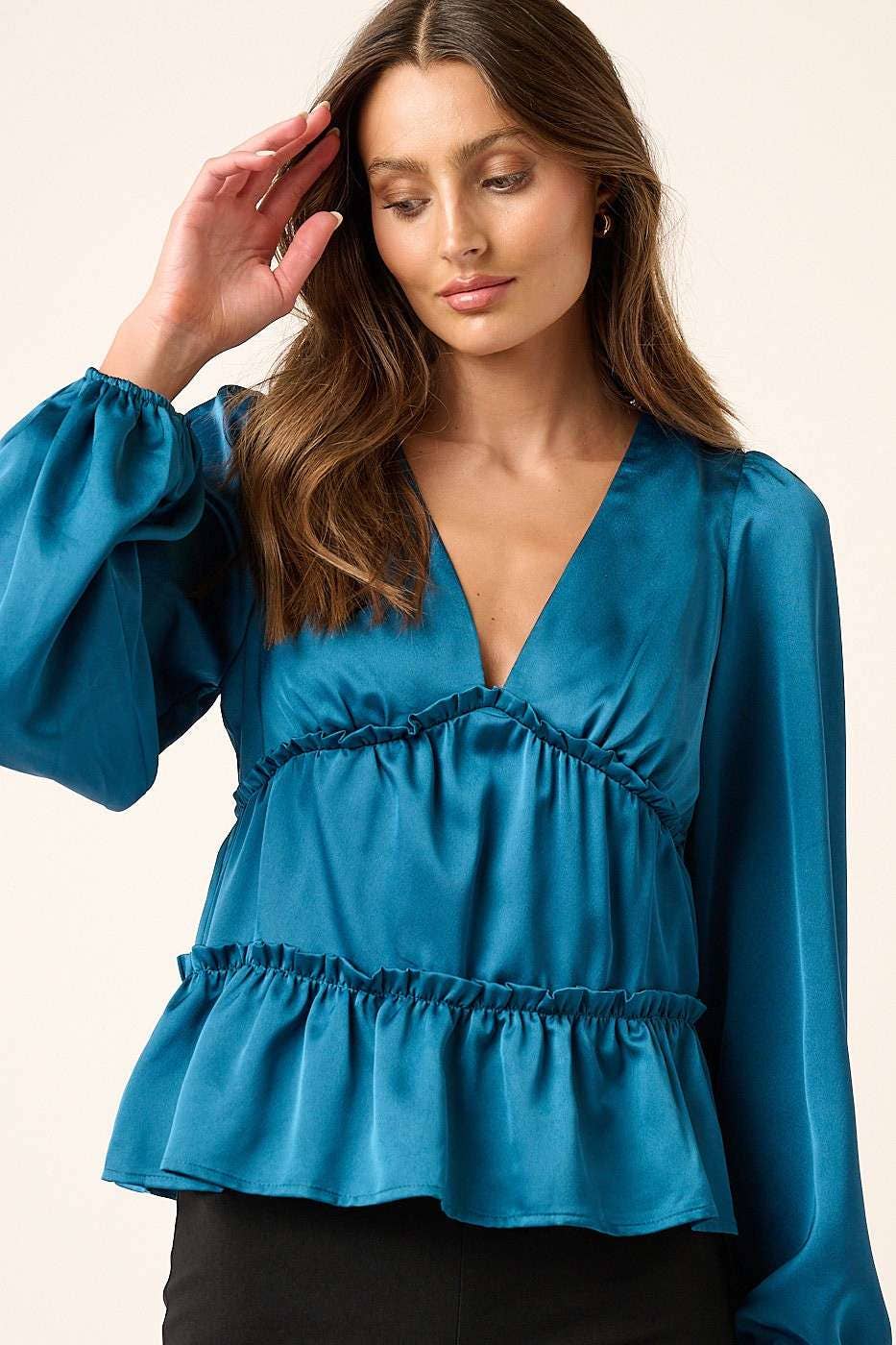 TEAL TIER BLOUSE