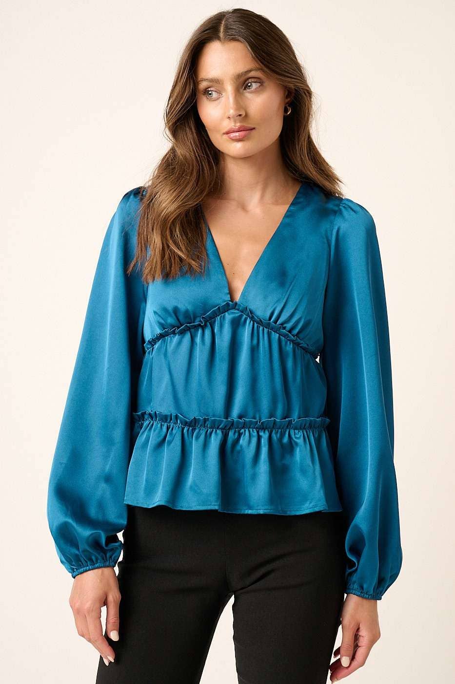 TEAL TIER BLOUSE