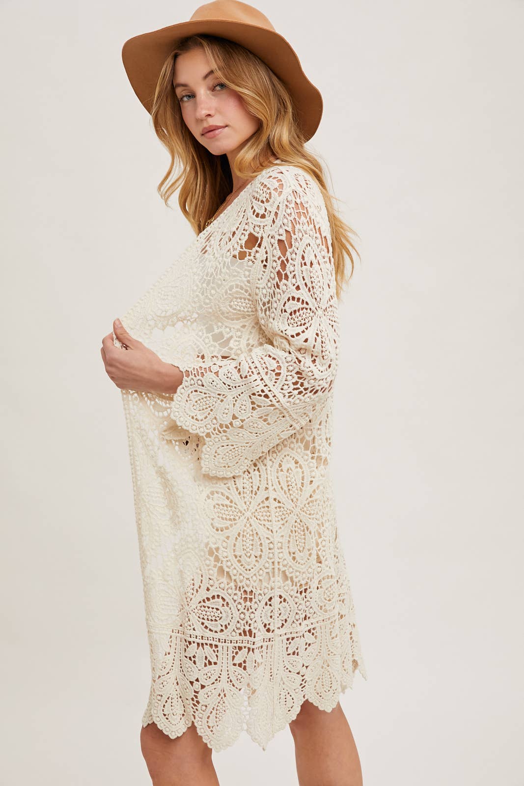 NATURAL CROCHET CARDIGAN