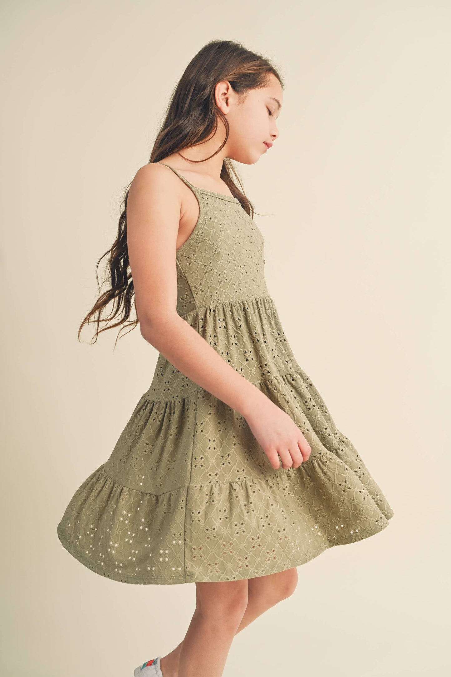 OLIVE  EYELET DRESS