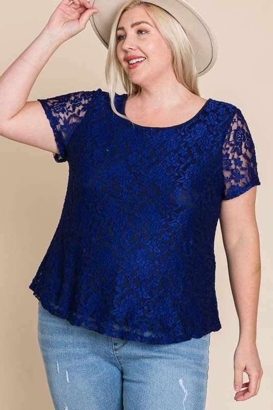 PLUS ROYAL LACE SHORT SLEEVE