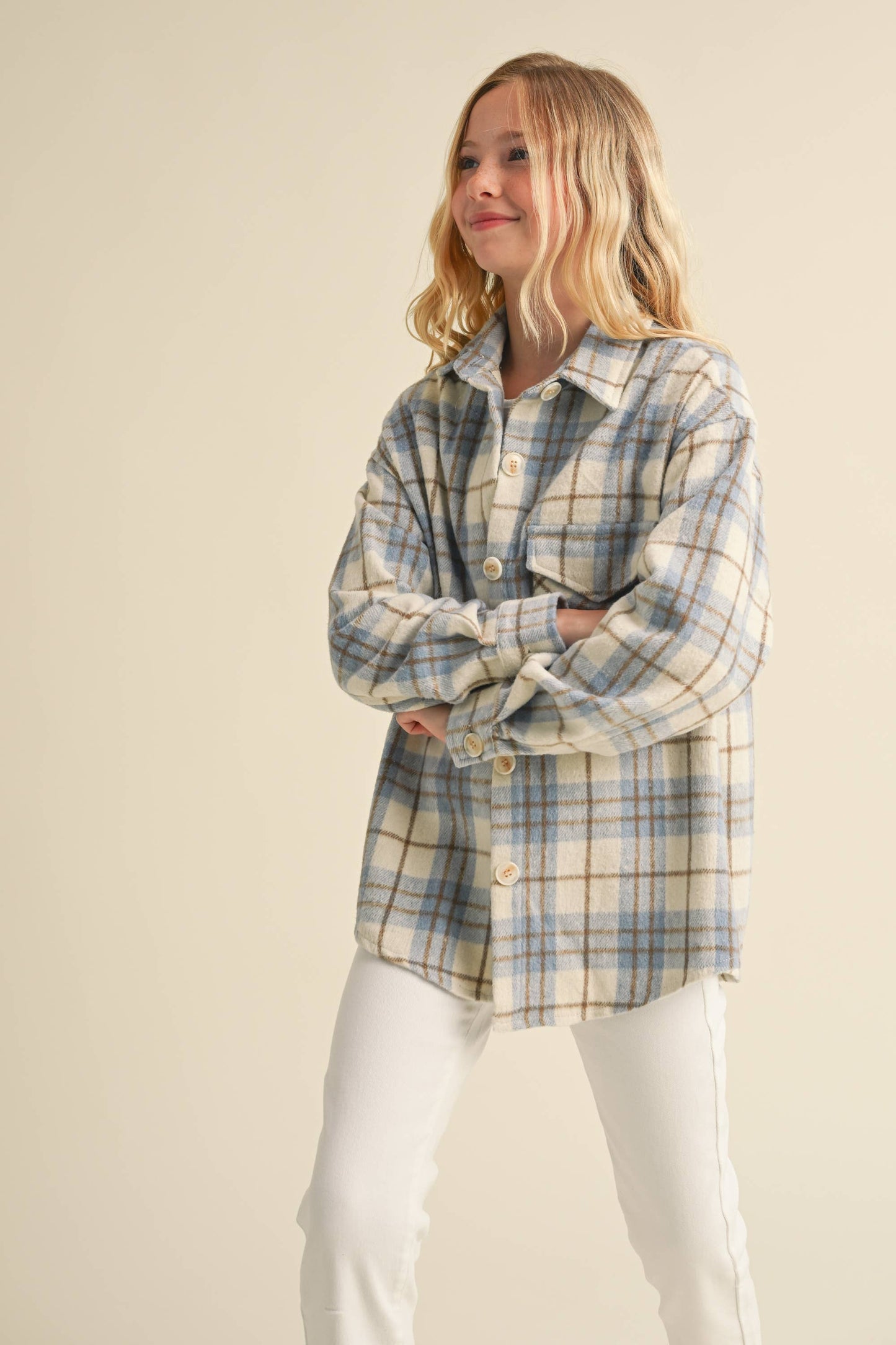 BLUE/IVORY PLAID