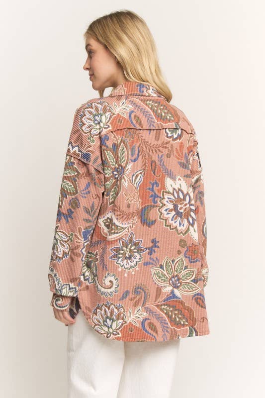 CINNAMON PAISLEY URBAN RIBBED BUTTON DOWN