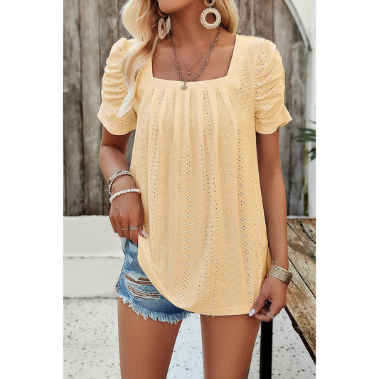 YELLOW EYELET TOP