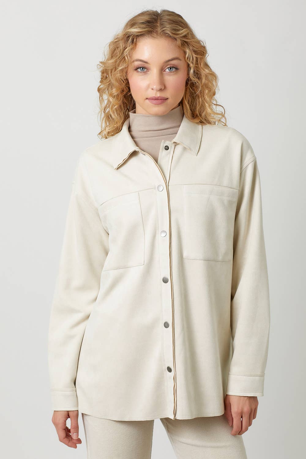 CREAM SUEDE SHACKET