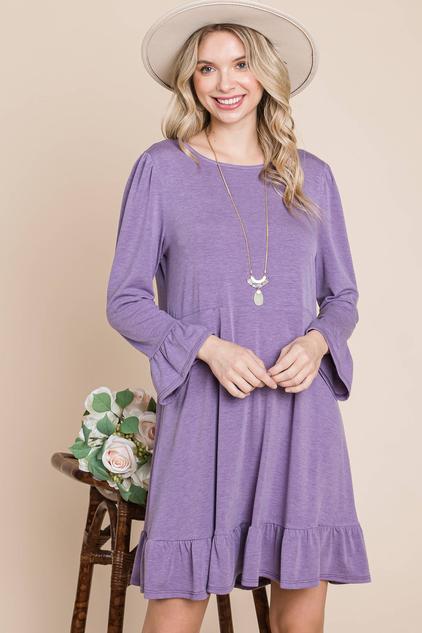 Plus Ruffle Hem Dress Lilac