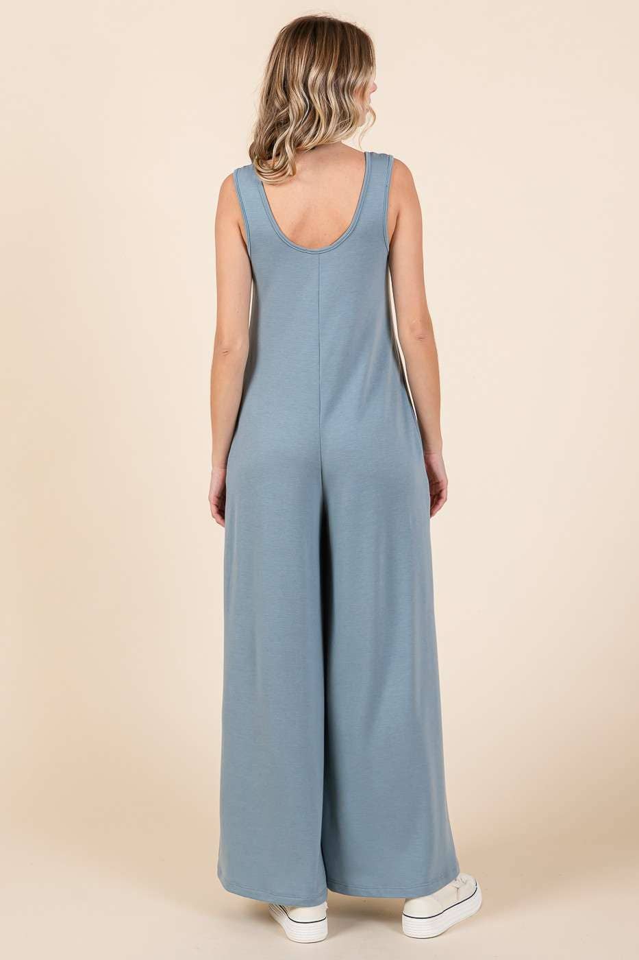 TEAL TEXTILE SCOOPNECK JUMPSUIT