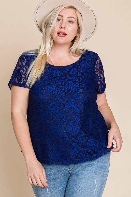 PLUS ROYAL LACE SHORT SLEEVE