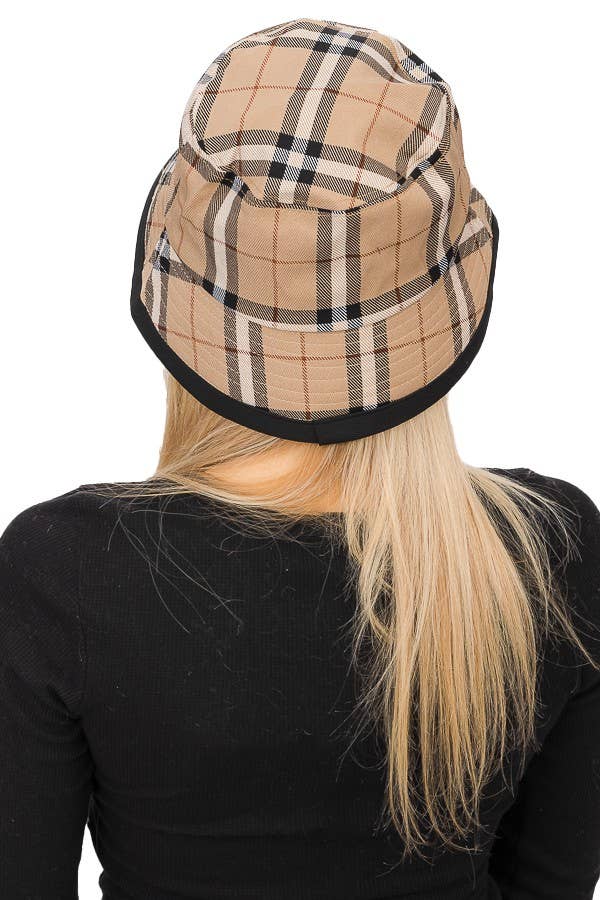 TAN PLAID BUCKET HAT