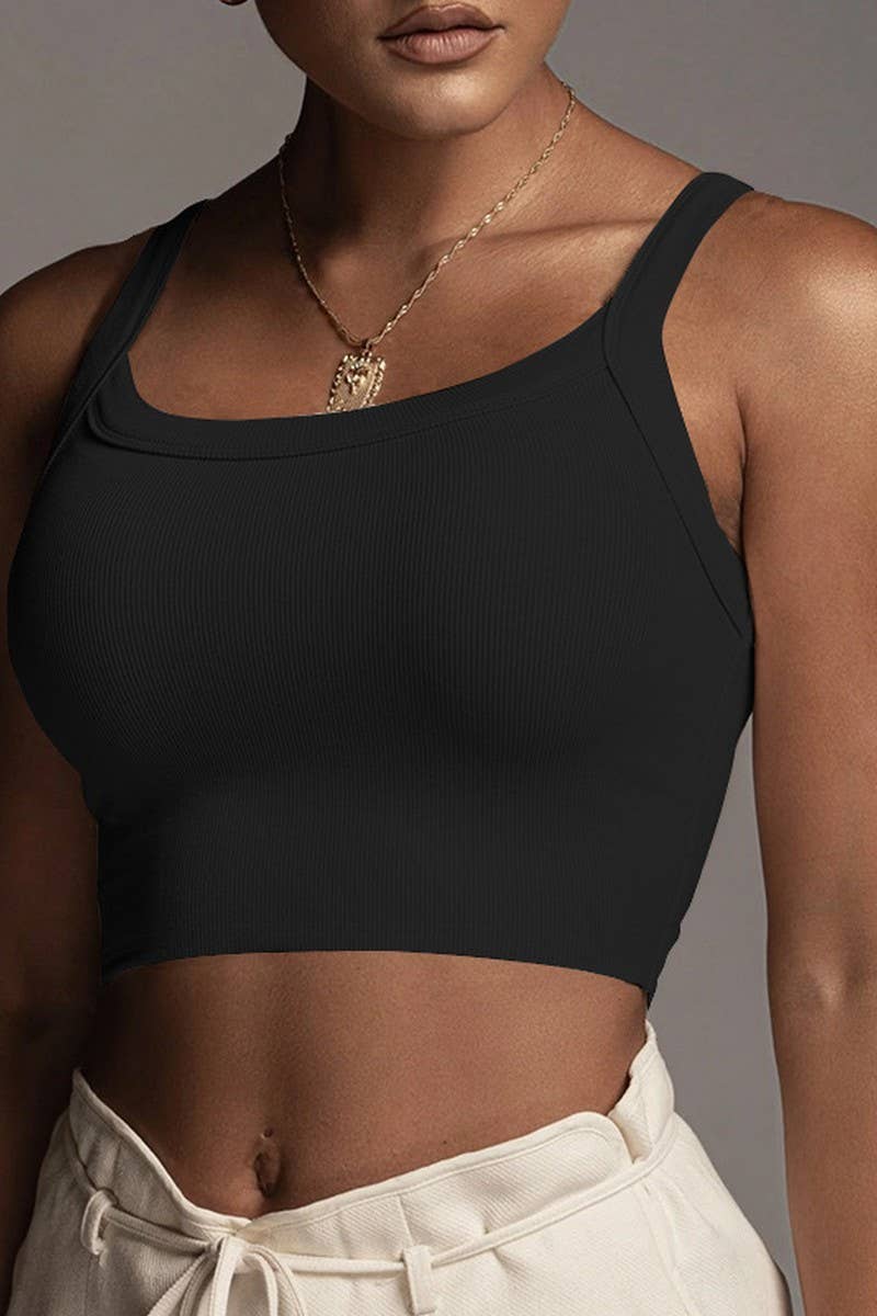 BLACK KNIT CROP TOP