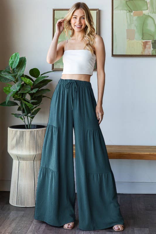 TEAL TIERED PALAZZO PANTS