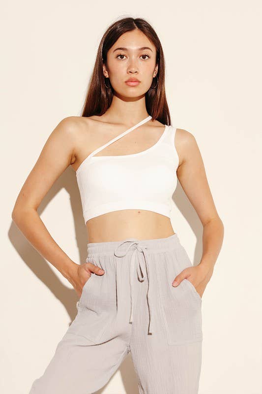WHITE ONE SHOULDER