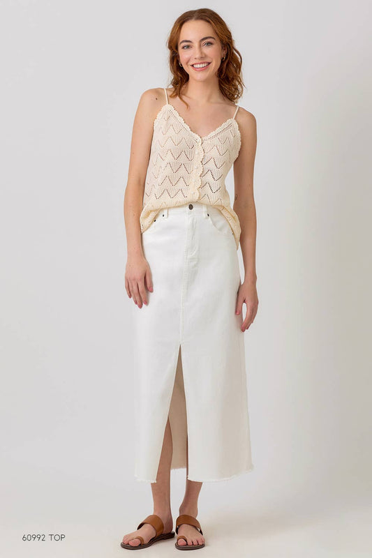EGGSHELL FRONT SLIT SKIRT