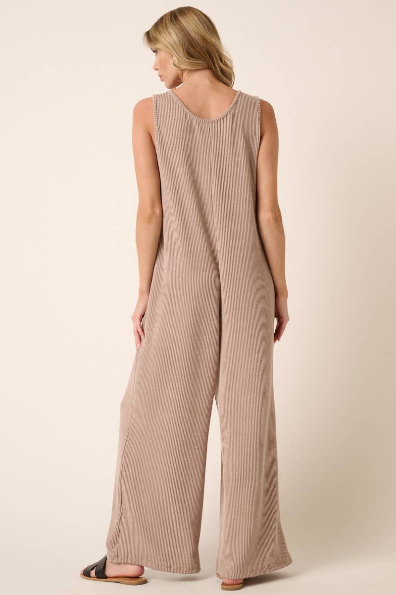TAUPE URBAN RIB KNIT JUMPSUIT