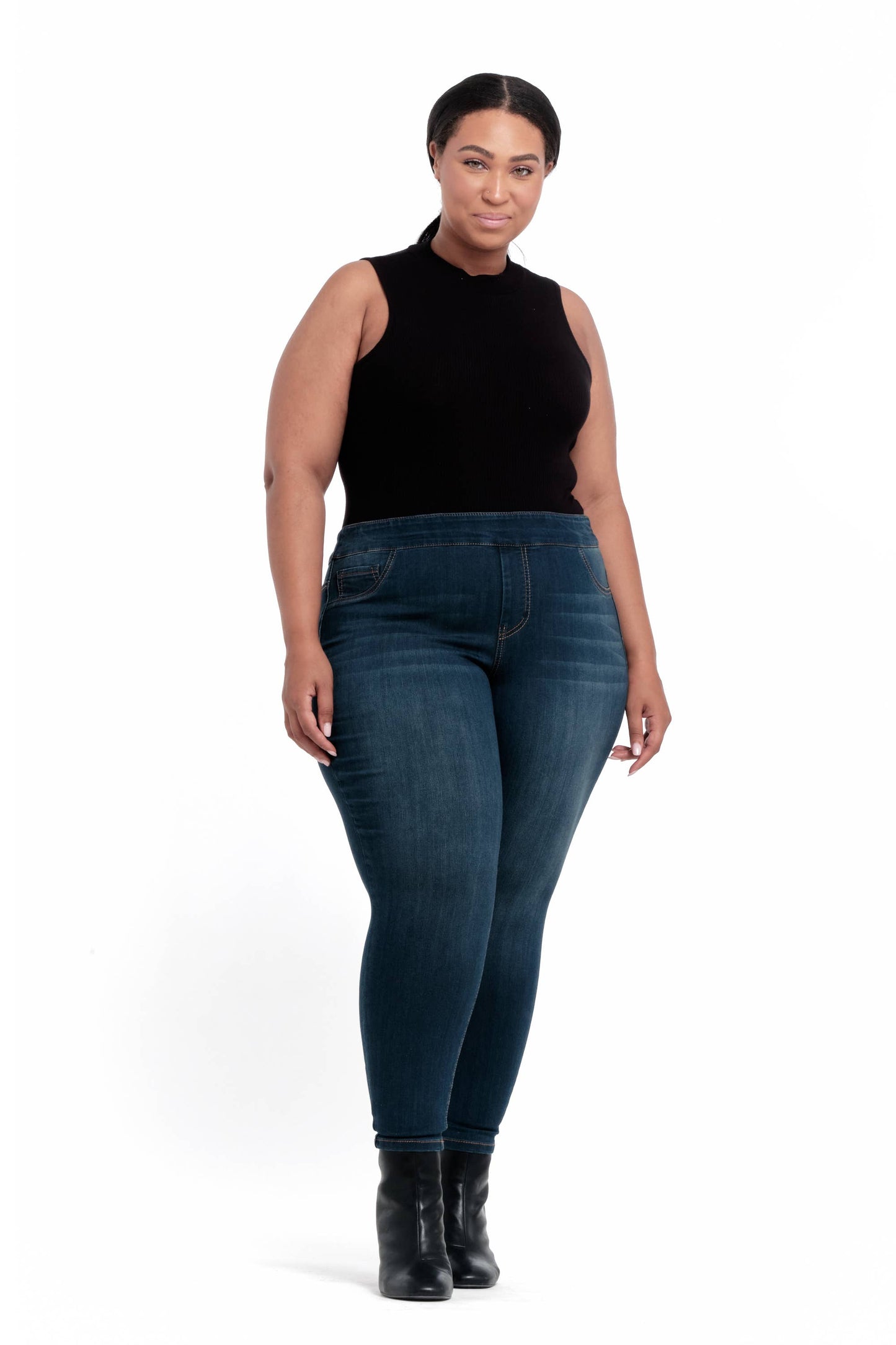 PLUS HIGH-RISE PULL-ON SKINNY ANKLE
