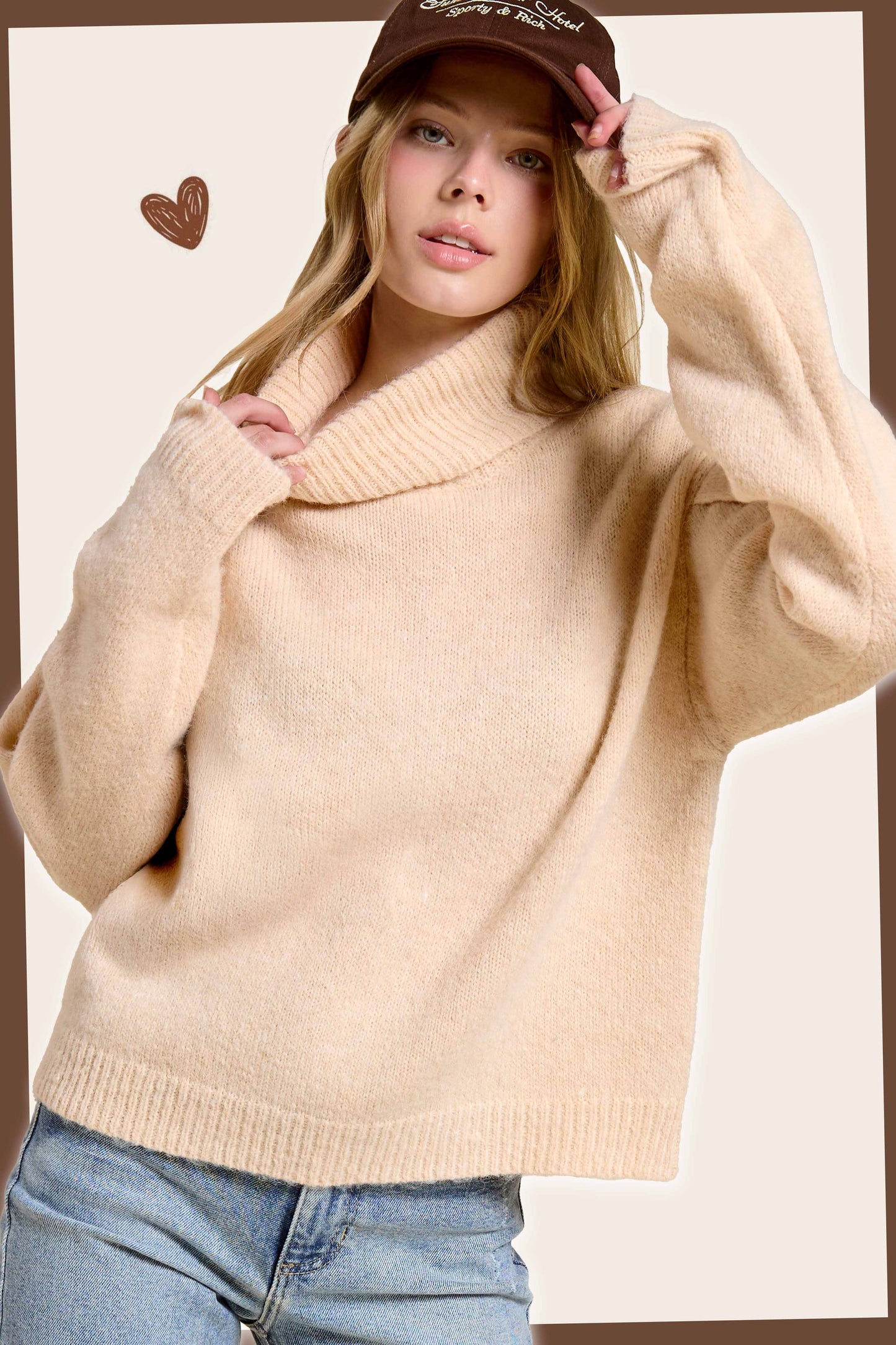 COCONUT RELAXED FIT  TURTLENECK SWEATER