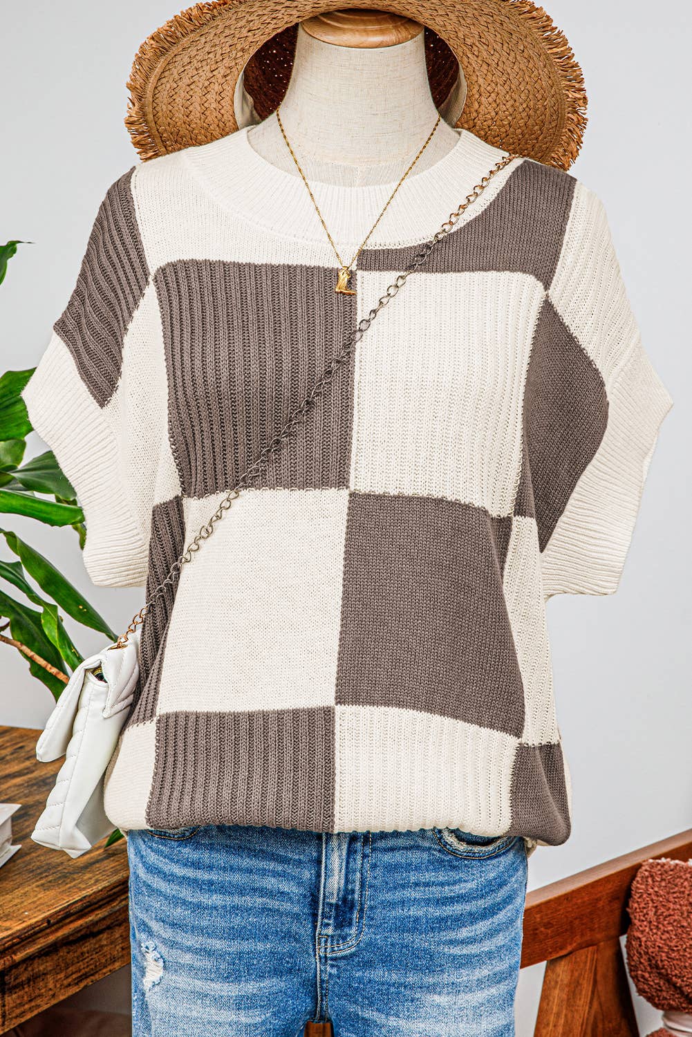 CAFE CHECK SWEATER